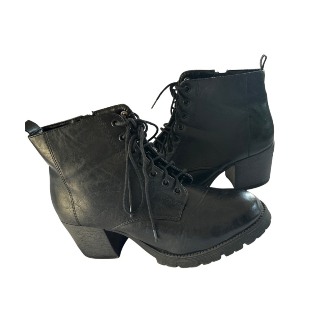Black Lace-Up Ankle Boots